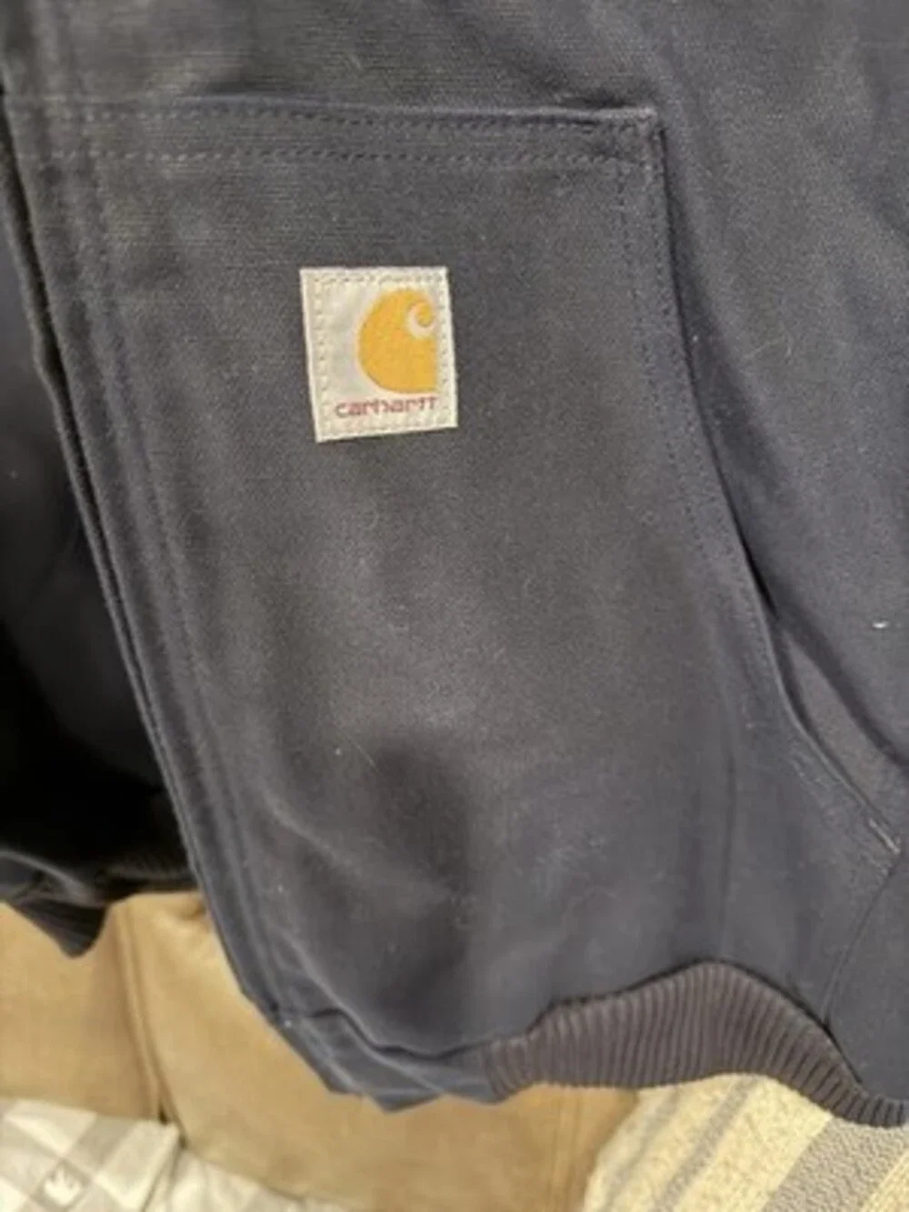 Carhartt Navy Blue Hooded J140 Jacket - Union Forge Vodka Promo Sz L USA